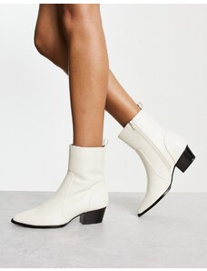 Glamorous - Stivali western alla caviglia color crema-Bianco