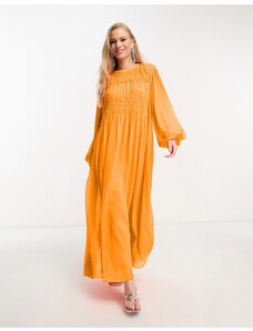 ASOS Edition - Vestito lungo oversize con bustino arricciato arancione vivace