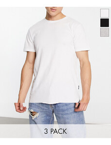 Only & Sons Curve - Confezione da 3 T-shirt con fondo arrotondato multicolore