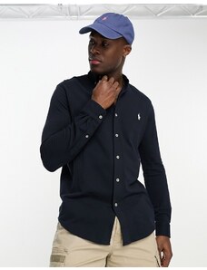 Polo Ralph Lauren - Icon - Camicia in piqué blu navy con bottoni e logo
