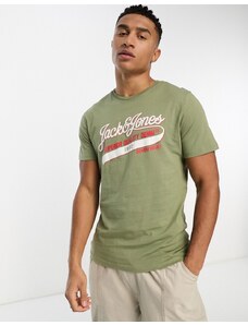 Jack & Jones - T-shirt verde pallido con logo vintage