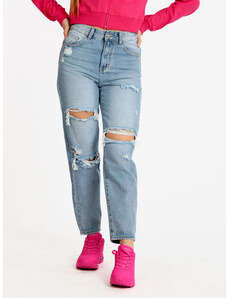 Mira°Belle Jeans Donna a Vita Alta Con Strappi Regular Fit Taglia L