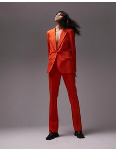 Topshop - Pantaloni femminili a vita alta con spacco sul retro rossi in coordinato-Bianco
