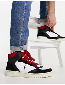 Polo Ralph Lauren - Sneakers alte nere e rosse con logo del pony-Black