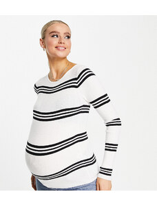 ASOS Maternity ASOS DESIGN Maternity - Maglione girocollo nero e bianco a righe-Multicolore