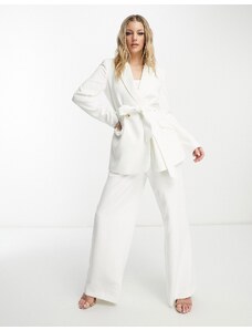 Forever New - Pantaloni sartoriali a fondo ampio color avorio-Bianco