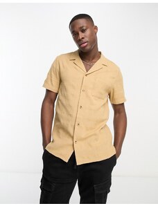 New Look - Camicia testurizzata color cuoio con rever-Brown