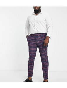 Twisted Tailor Plus - Ladd - Pantaloni da abito blu navy e rosa a quadri scozzesi