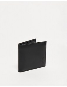 Polo Ralph Lauren - Portafoglio a libro in pelle liscia con logo del pony ripetuto all'interno-Black