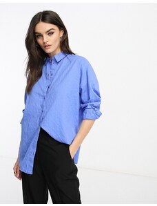 Selected - Camicia oversize blu con taglio asimmetrico