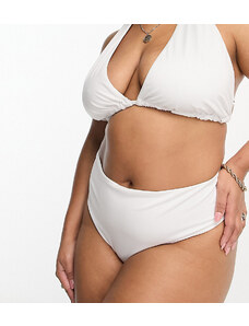 ASOS Curve ASOS DESIGN Curve - Mix and Match - Slip bikini a vita alta sgambati bianchi-Bianco