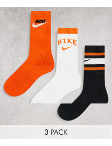 Nike Training - Confezione da 3 paia di calzini rétro bianchi, neri e arancioni-Multicolore