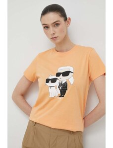 Karl Lagerfeld t-shirt in cotone colore arancione