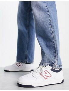 New Balance - 480 - Sneakers bianche e blu navy con dettaglio rosso-Bianco