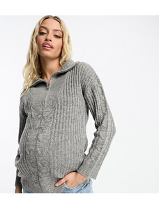 Wednesday's Girl Maternity - Maglione grigio comodo con zip corta