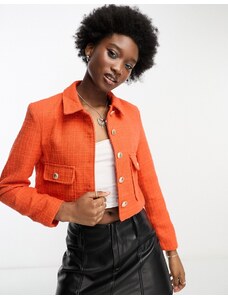 Only - Giacca in tweed arancione con bottoni in coordinato