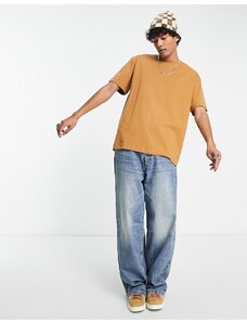 Weekday - T-shirt oversize color senape-Marrone