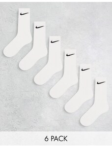 Nike Training - Everyday Cushioned - Confezione da 6 paia di calzini imbottiti bianchi-Bianco