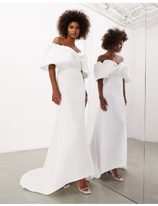 ASOS DESIGN ASOS Edition - Maeve - Vestito da sposa con spalle scoperte color avorio-Bianco