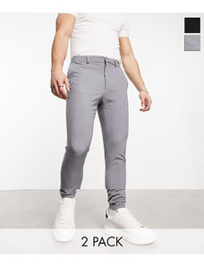 ASOS DESIGN - Confezione multipack di pantaloni eleganti super skinny nero e grigio-Multicolore