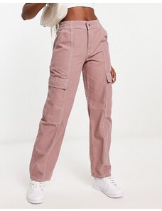ASOS DESIGN - Pantaloni cargo color visone con cuciture a contrasto-Rosa