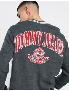 Tommy Jeans - Cardigan stile college con logo multicolore a bandiera