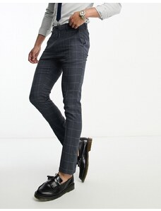 New Look - Pantaloni da abito skinny a quadri grigi e blu-Blu navy