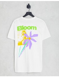 New Look - T-shirt bianca con stampa "Bloom" sulla schiena-Bianco
