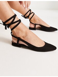 New Look - Scarpe basse allacciate alla caviglia nere-Black