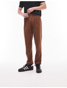 Topman - Pantaloni comodi in misto lana marroni-Marrone