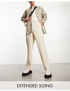ASOS DESIGN - Pantaloni eleganti a fondo ampio in misto lino stropicciato écru-Neutro