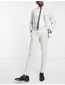 ASOS DESIGN - Pantaloni da abito skinny grigio ghiaccio con motivo a tratteggio incrociato