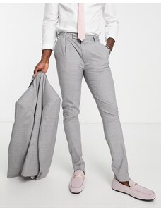 Noak - Pantaloni da abito premium skinny grigio ghiaccio in misto lana