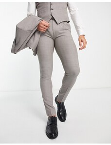 Noak - Pantaloni da abito skinny color pietra in misto lana-Neutro