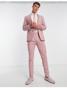 Noak - Pantaloni da abito premium skinny rosa pastello in misto lana