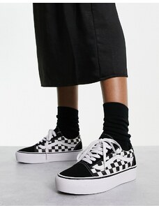Vans - Checkerboard Old Skool - Sneakers a scacchi con plateau nere/bianche-Black