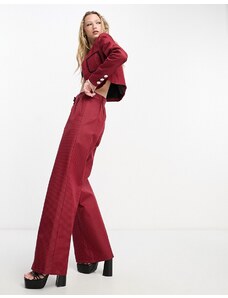 Extro & Vert - Pantaloni premium a fondo ampio rossi e neri a quadri in coordinato-Rosso