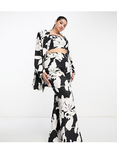 ASOS Luxe Curve - Giacca da abito nera e bianca con stampa floreale in coordinato-Black