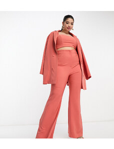 ASOS Luxe Curve - Pantaloni da abito a zampa color cannella in coordinato-Arancione