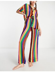 Damson Madder - Pantaloni a righe multicolore in maglia testurizzata in coordinato