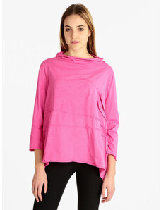 Wendy Trendy T-shirt Oversize Donna In Cotone Manica Lunga Fucsia Taglia Unica