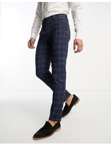 Gianni Feraud - Pantaloni da abito skinny blu a quadri grandi