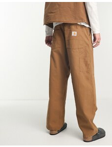 Carhartt WIP - Pantaloni con fondo ampio marroni con pannello-Brown