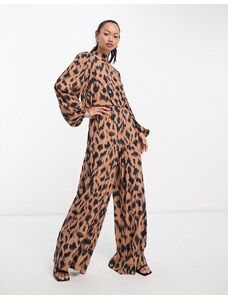 Never Fully Dressed - Tuta jumpsuit a fondo ampio leopardata-Multicolore