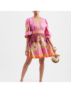 La DoubleJ Dresses gend - Margherita Dress (Placed) Napoli Plates Placed Hot Pink L 100% Cotton