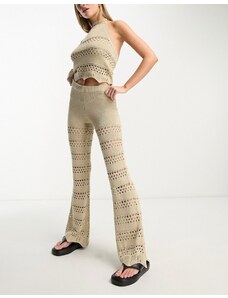 Urban Classics - Pantaloni svasati all'uncinetto color bronzo in coordinato-Neutro