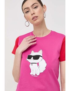 Karl Lagerfeld t-shirt in cotone donna colore rosa