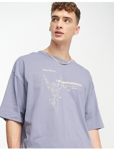 ASOS DESIGN - T-shirt oversize blu con stampa di angelo sul davanti