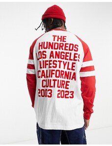 The Hundreds - Maglietta a maniche lunghe raglan rossa e bianca con stampa sul retro-Bianco