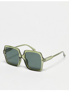 ASOS DESIGN - Occhiali da sole oversize verde cristallo anni '70